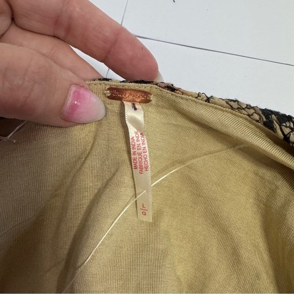 Free People Metallic Leopard Bodycon Mini Dress Gold Black Animal Print Size L - Picture 6 of 10